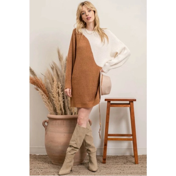 Anthro Blu Pepper Colorblock Sweater Dress - Picture 11 of 11